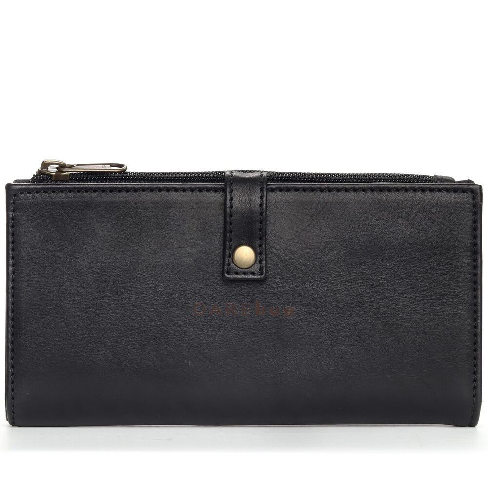 4939 Large Slim Leather Wallet 17 card slots black